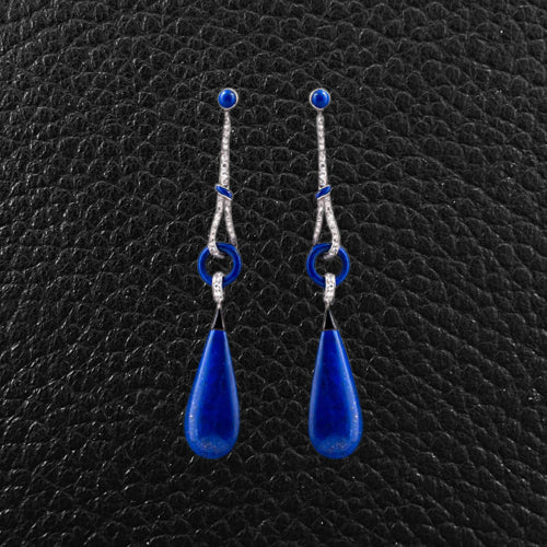 Lapis & Diamond Estate Earrings