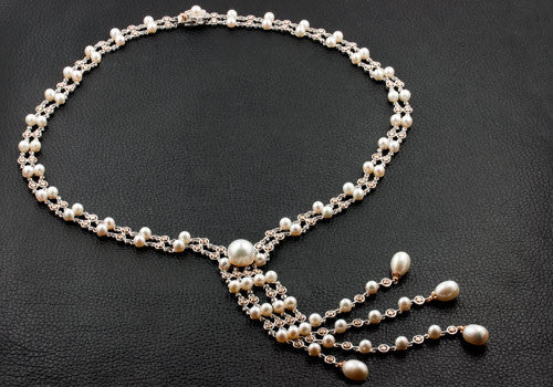 Diamond & Pearl Dangle Necklace