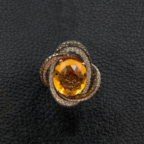 Citrine & Diamond Cocktail Ring