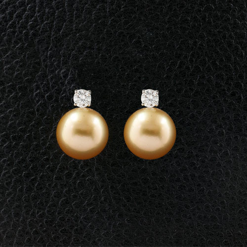 Golden Pearl & Diamond Earrings