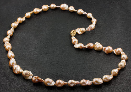Peach Color Baroque Pearl Necklace