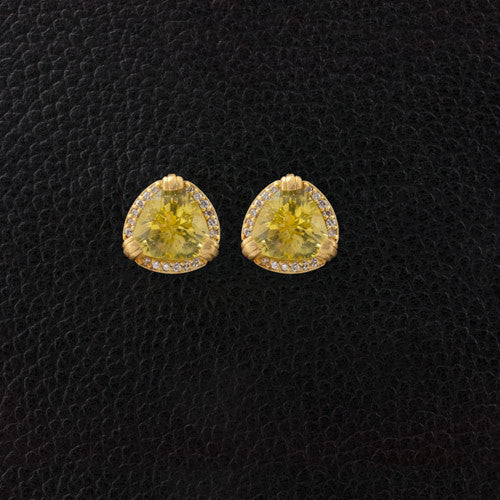 Lemon Citrine & Diamond Estate Earrings