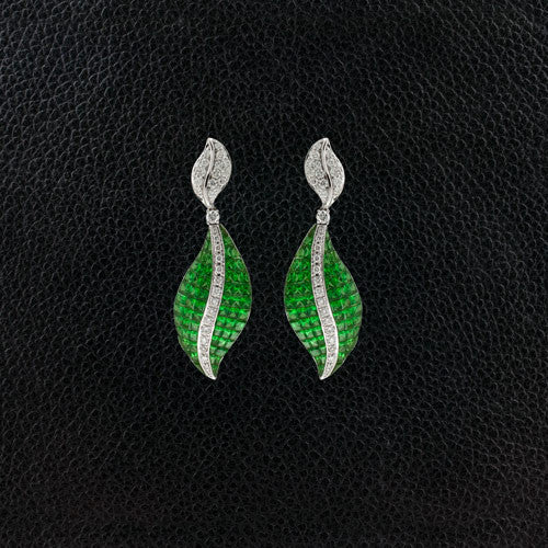 Tsavorite & Diamond Dangle Earrings