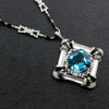 Aquamarine Necklace with Diamonds, Onyx & Rock Crystal