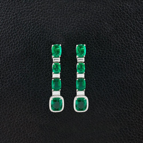Emerald & Diamond Dangle Earrings