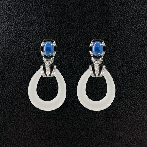 Crystal, Tanzanite, Onyx & Diamond Earrings