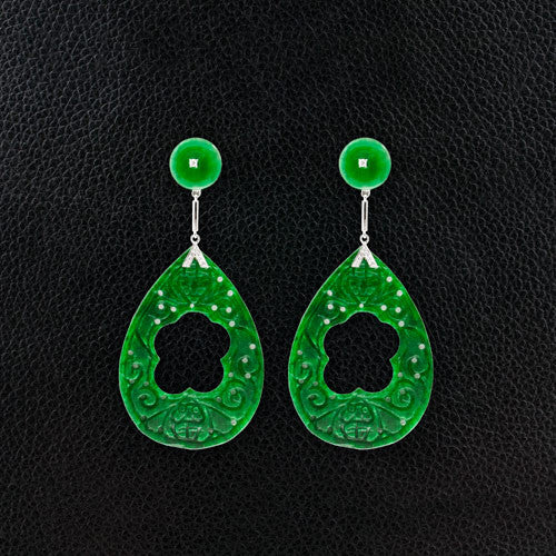 Jade & Diamond Dangle Earrings