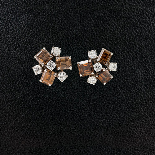 Brown & White Diamond Earrings