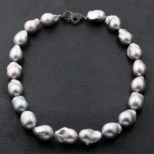Silver Baroque Pearl Necklace