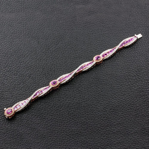 Pink Sapphire & Diamond Twist Bracelet