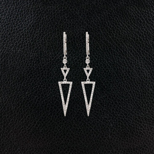 Elongated Triangle Diamond Dangle Earrings