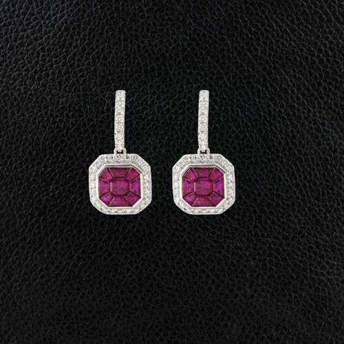 Ruby & Diamond Dangle Earrings