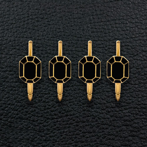 Gold & Black Enamel Cufflinks & Shirt Stud Set