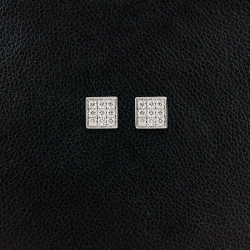Round Diamonds in Square Earrings