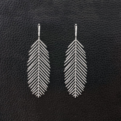 Diamond Feather Earrings