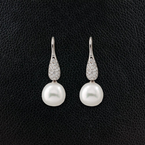 Pearl & Diamond Drop Earrings