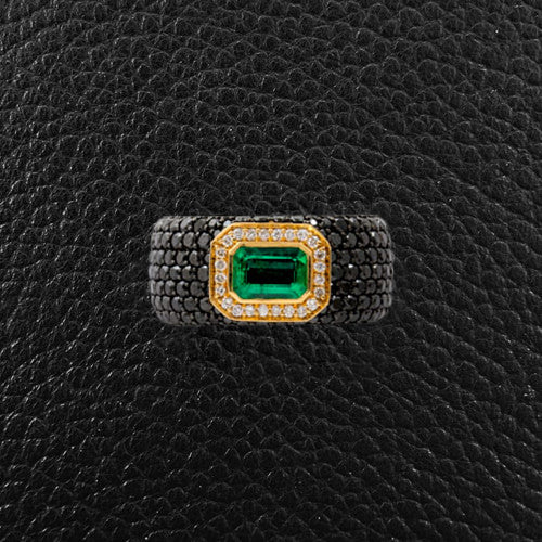 Black Diamond & Emerald Ring