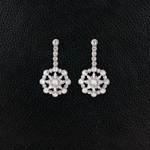 Diamond Sunburst Dangle Earrings