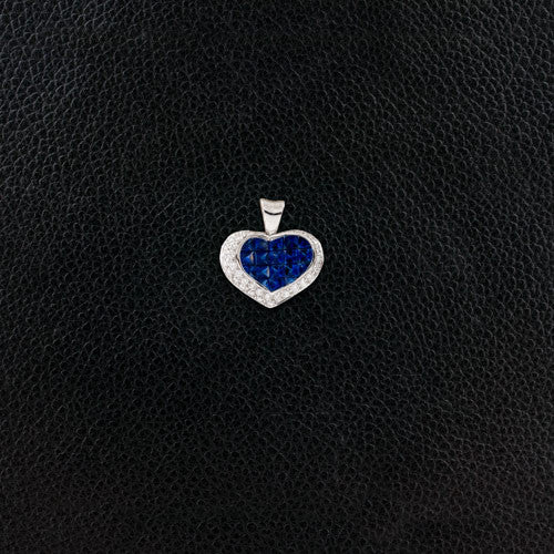 Sapphire & Diamond Heart Pendant