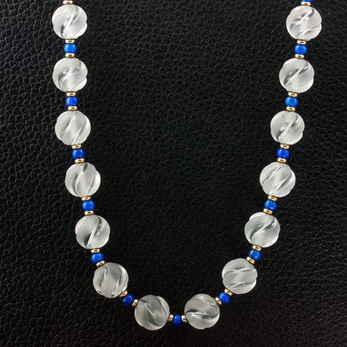 Crystal & Lapis Bead Necklace