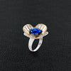 Sapphire & Diamond Flower Estate Ring