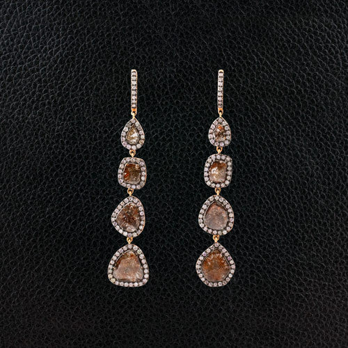 Brown Diamond Slice Dangle Earrings