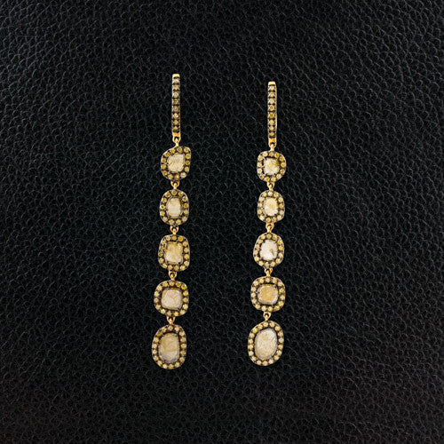 Yellow Diamond Slice Dangle Earrings