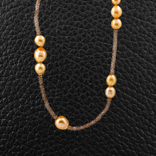 Golden Pearl & Smoky Quartz Necklace