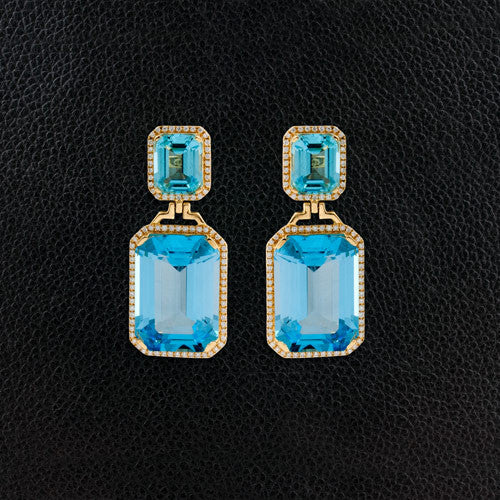 Blue Topaz & Diamond Earrings