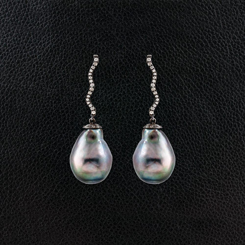 Tahitian Pearl & Diamond Earrings