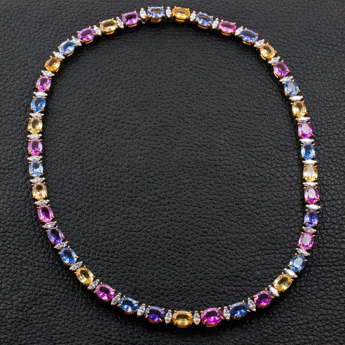 Bvlgari Multicolor Sapphire Flower Necklace | Bvlgari necklace, Purple  sapphire, Beautiful diamond necklace