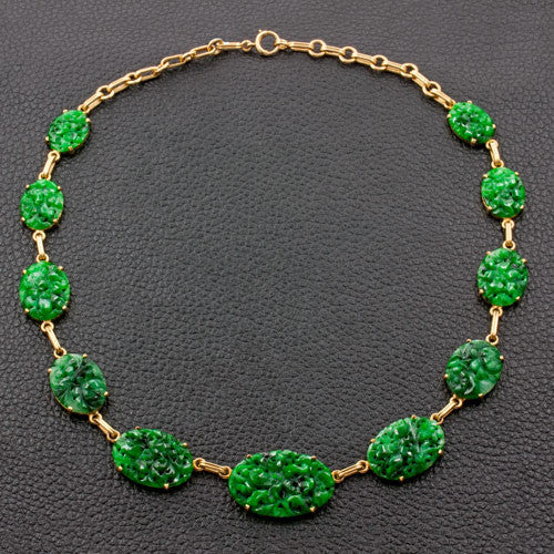 Jadeite Tiffany Estate Necklace & Earrings