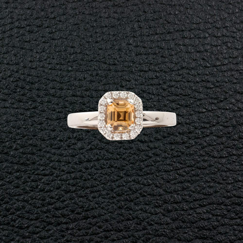 Yellow Zircon & Diamond Ring