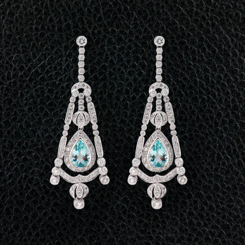 Aquamarine & Diamond Chandelier Earrings