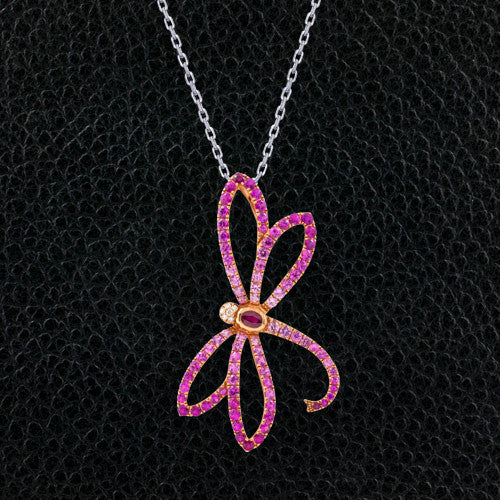 Pink Sapphire Dragonfly Pendant