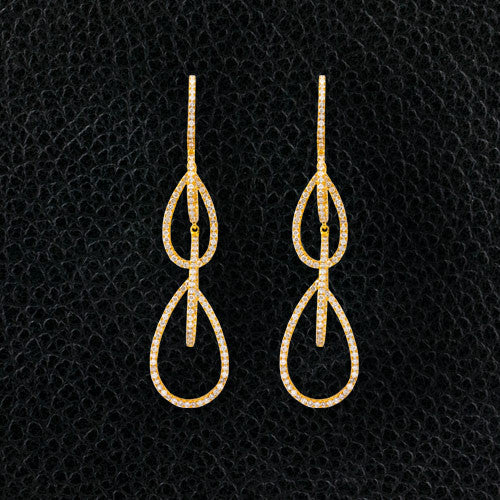 Diamond Dangle Open Teardrop Design Earrings