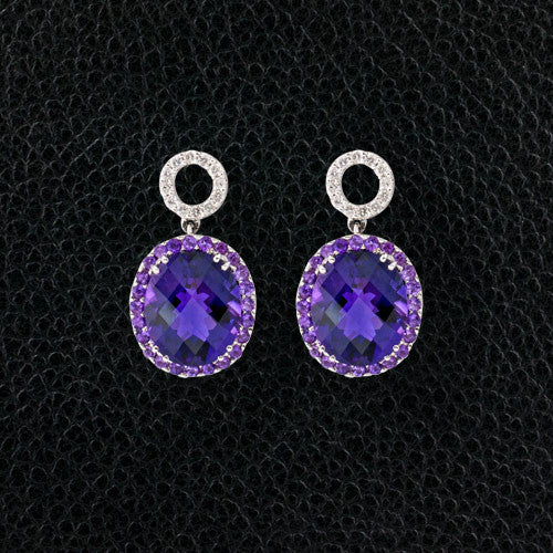 Amethyst & Diamond Dangle Earrings