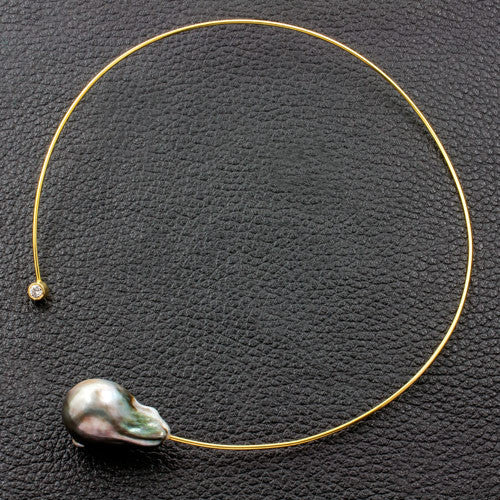 Pearl & Diamond Wire Necklace