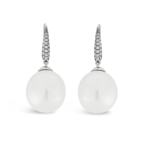South Sea Pearl & Diamond Dangle Earrings