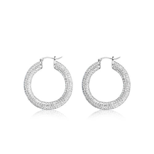 Pave Diamond Hoop Earrings