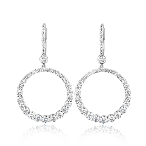 Open Circle Diamond Dangle Earrings