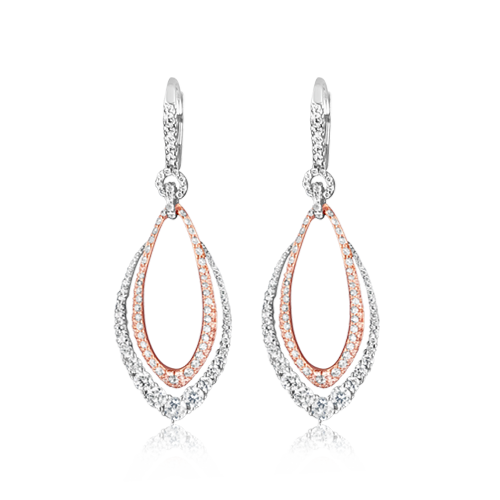 Diamond Openwork Dangle Earrings
