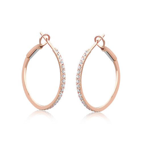 Diamond & Rose Gold Hoop Earrings