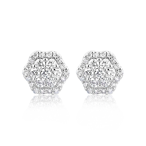 Multi-Diamond Hexagonal Earrings