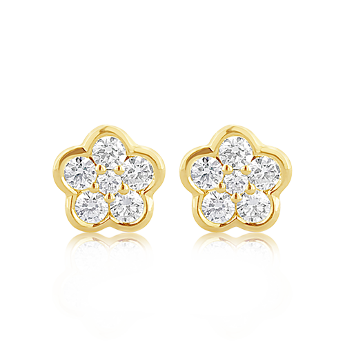 Diamond Flower-shaped Earrings