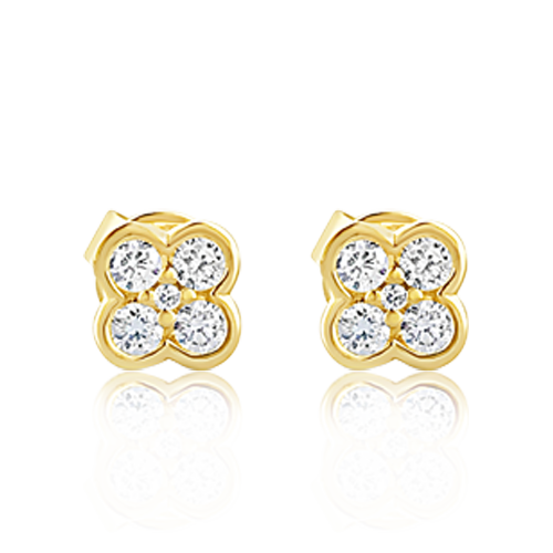 Clover Design Diamond Earrings