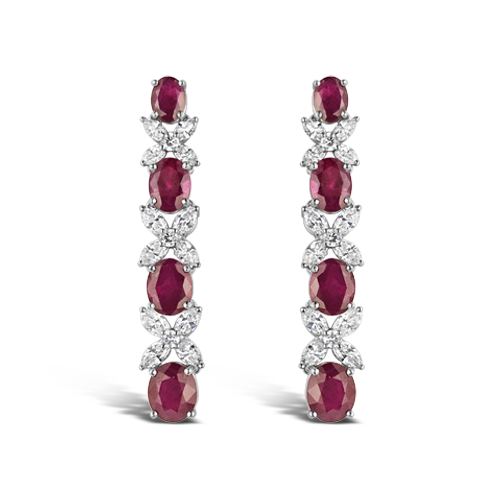 Ruby & Diamond Dangle Earrings