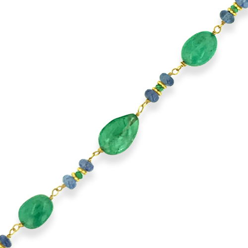 Emerald & Sapphire Bead Estate Necklace