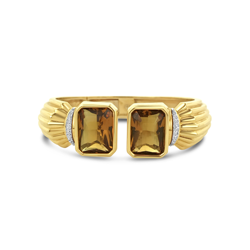 Citrine & Diamond Estate Cuff Bracelet