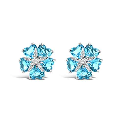 Blue Topaz & Diamond Estate Earrings